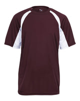 Badger Youth B-Core Hook T-Shirt. 2144 - Maroon/ White