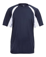 Badger Youth B-Core Hook T-Shirt. 2144 - Navy/ White