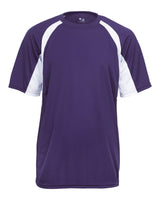 Badger Youth B-Core Hook T-Shirt. 2144 - Purple/ White