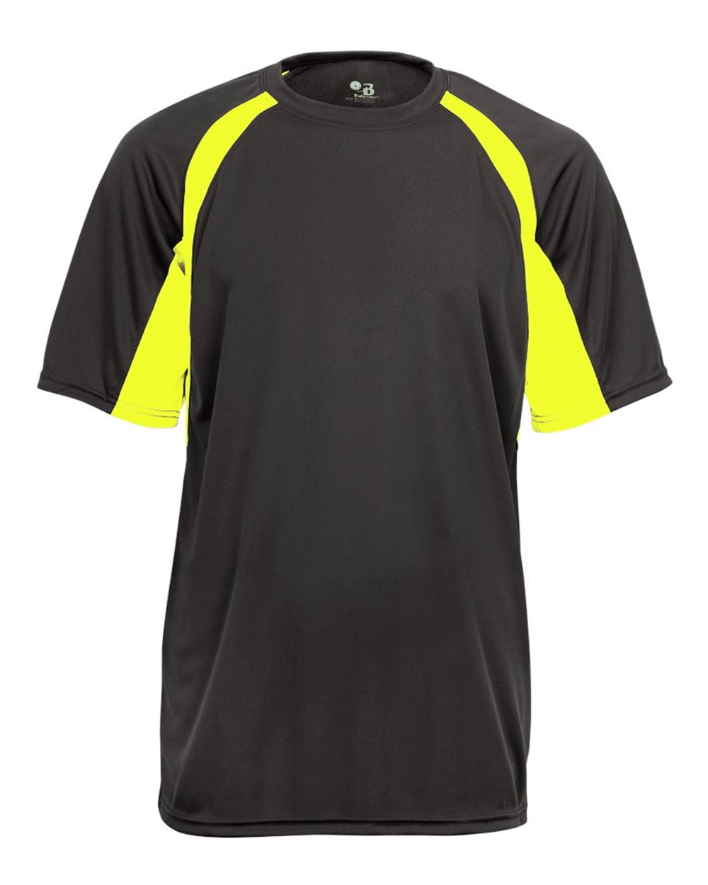 Badger Youth B-Core Hook T-Shirt. 2144 - Graphite/ Safety Yellow