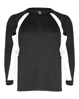 Badger Youth B-Core Hook Long Sleeve T-Shirt. 2154 - Black/ White