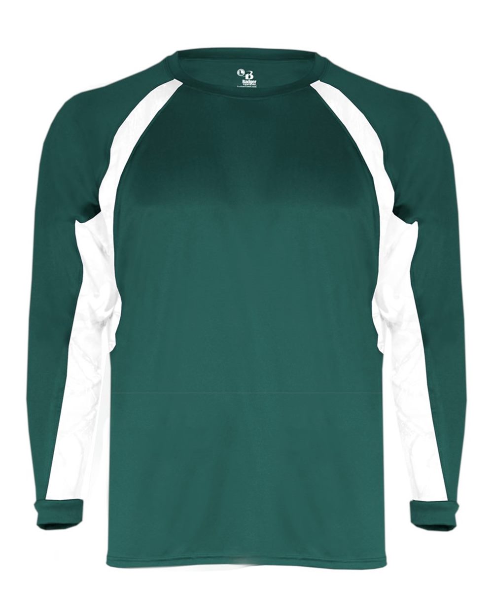 Badger Youth B-Core Hook Long Sleeve T-Shirt. 2154 - Forest/ White