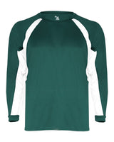 Badger Youth B-Core Hook Long Sleeve T-Shirt. 2154 - Forest/ White
