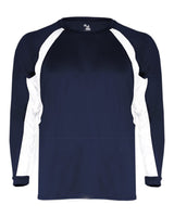 Badger Youth B-Core Hook Long Sleeve T-Shirt. 2154 - Navy/ White