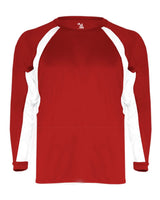 Badger Youth B-Core Hook Long Sleeve T-Shirt. 2154 - Red/ White