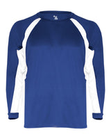 Badger Youth B-Core Hook Long Sleeve T-Shirt. 2154 - Royal/ White