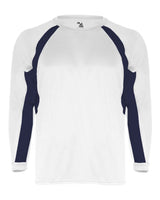 Badger Youth B-Core Hook Long Sleeve T-Shirt. 2154 - White/ Black