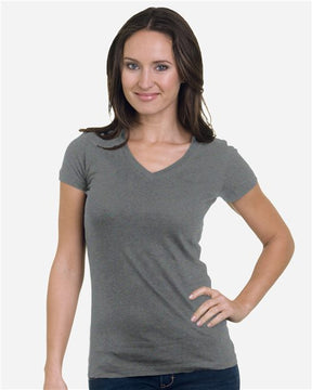 Bayside Junior's USA-Made V-Neck T-Shirt. 3407