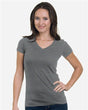 Bayside Junior's USA-Made V-Neck T-Shirt. 3407