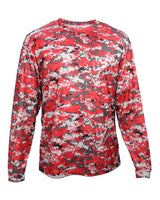 Badger Youth Digital Camo Long Sleeve T-Shirt. 2184 - Red Digital