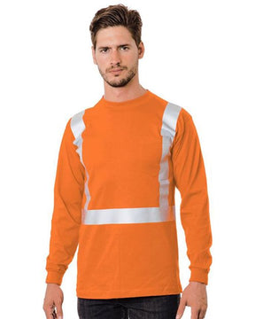 Bayside Unisex USA-Made 50/50 Hi-Visibility Long Sleeve Pocket T-Shirt. 3782