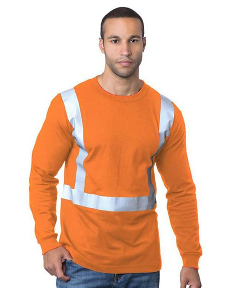 Bayside Men's USA-Made 50/50 Hi-Visibility Long Sleeve T-Shirt. 3762
