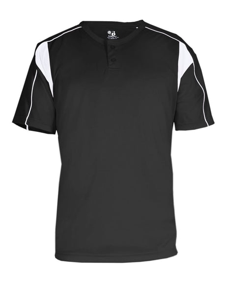 Alleson Athletic Men's B-Core Pro Placket Jersey. 7937 - Black/ White