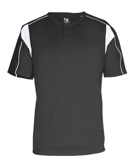 Alleson Athletic Men's B-Core Pro Placket Jersey. 7937 - Graphite/ White