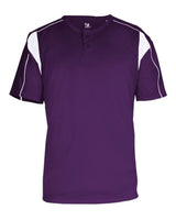 Alleson Athletic Men's B-Core Pro Placket Jersey. 7937 - Purple/ White