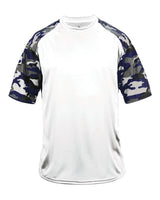 Badger Men's Camo Sport T-Shirt. 4141 - White/ Navy Camo