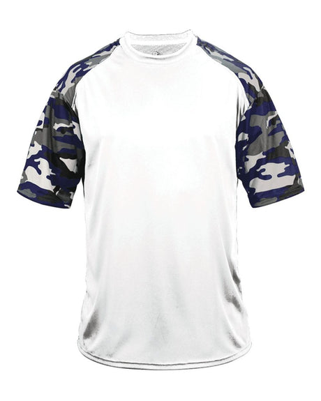 Badger Men's Camo Sport T-Shirt. 4141 - White/ Navy Camo