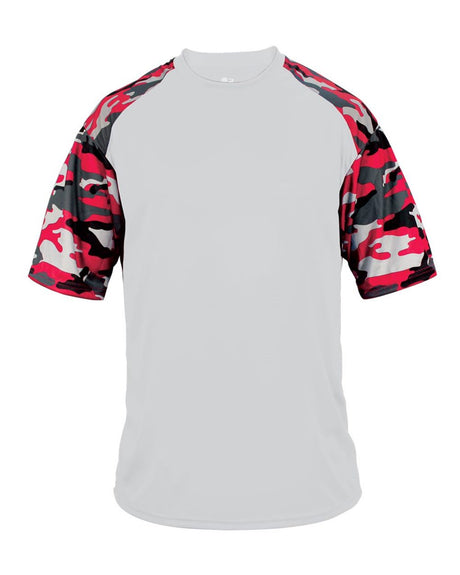 Badger Men's Camo Sport T-Shirt. 4141 - White/ Red Camo