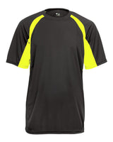 Badger Men's B-Core Hook T-Shirt. 4144 - Graphite/ Safety Yellow