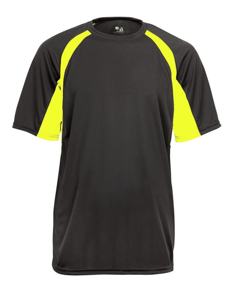 Badger Men's B-Core Hook T-Shirt. 4144 - Graphite/ Safety Yellow