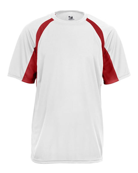 Badger Men's B-Core Hook T-Shirt. 4144 - White/ Red