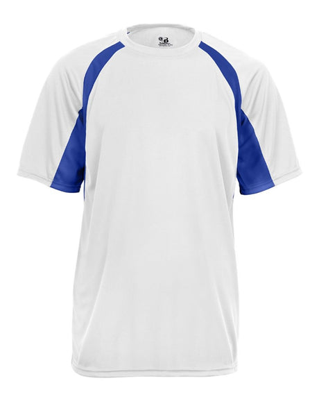 Badger Men's B-Core Hook T-Shirt. 4144 - White/ Royal