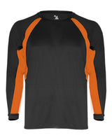 Badger Men's B-Core Hook Long Sleeve T-Shirt. 4154 - Black/ Burnt Orange