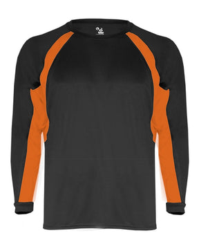 Badger Men's B-Core Hook Long Sleeve T-Shirt. 4154 - Black/ Burnt Orange