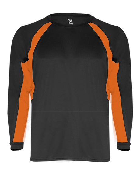 Badger Men's B-Core Hook Long Sleeve T-Shirt. 4154 - Black/ Burnt Orange