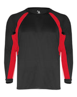 Badger Men's B-Core Hook Long Sleeve T-Shirt. 4154 - Black/ Red