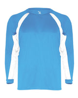 Badger Men's B-Core Hook Long Sleeve T-Shirt. 4154 - Columbia Blue/ White
