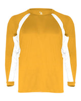 Badger Men's B-Core Hook Long Sleeve T-Shirt. 4154 - Gold/ White
