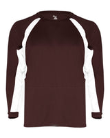 Badger Men's B-Core Hook Long Sleeve T-Shirt. 4154 - Maroon/ White