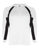 Badger Men's B-Core Hook Long Sleeve T-Shirt. 4154 - White/ Black