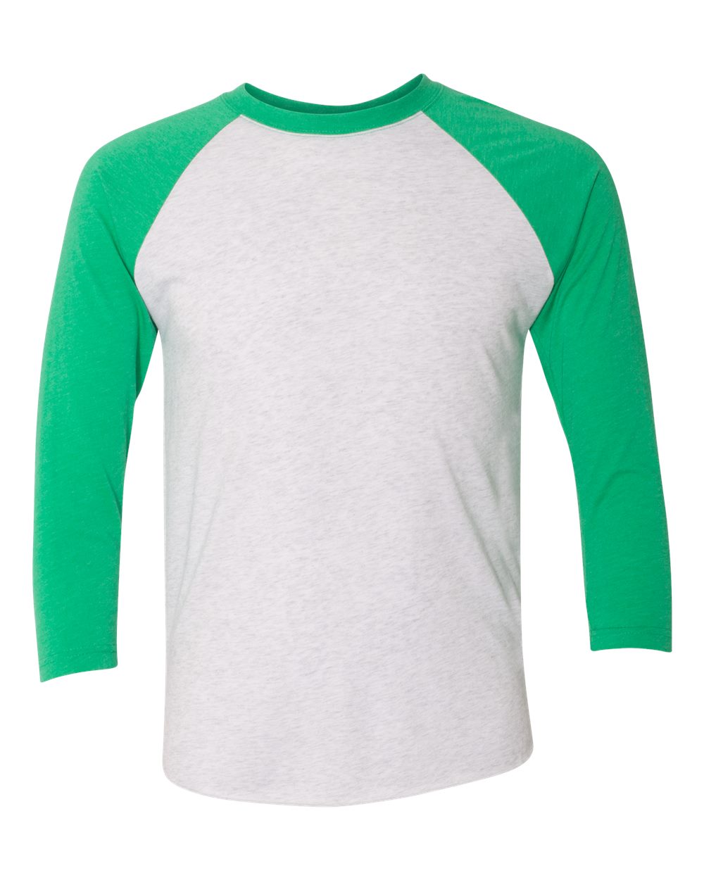 Next Level Unisex Triblend Three-Quarter Raglan Tee. 6051 - Envy Sleeves/ Heather White Body