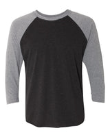 Next Level Unisex Triblend Three-Quarter Raglan Tee. 6051 - Premium Heather Sleeves/ Vintage Black Body
