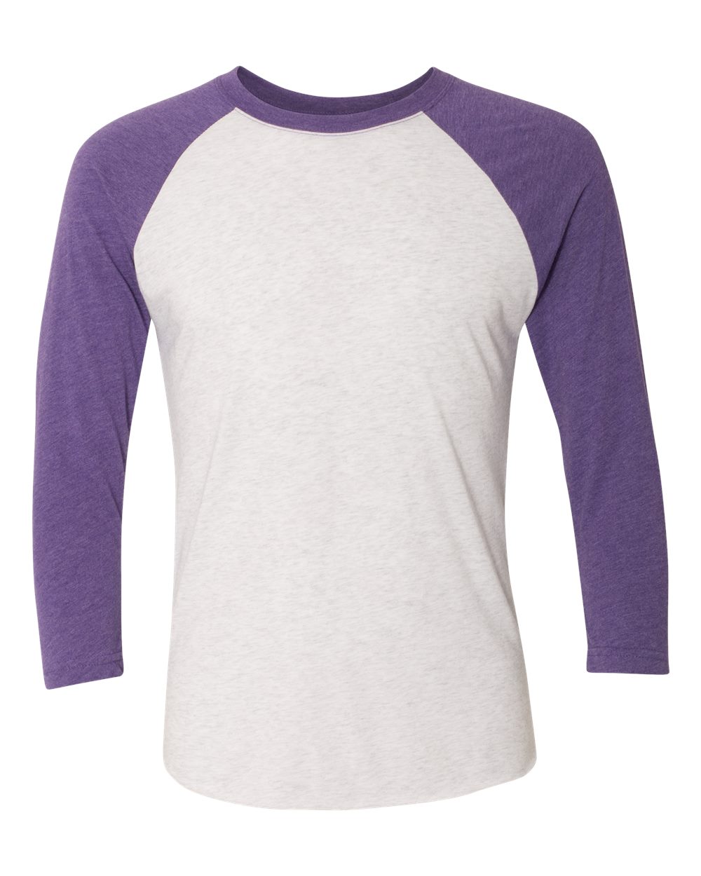 Next Level Unisex Triblend Three-Quarter Raglan Tee. 6051 - Purple Rush Sleeves/ Heather White Body