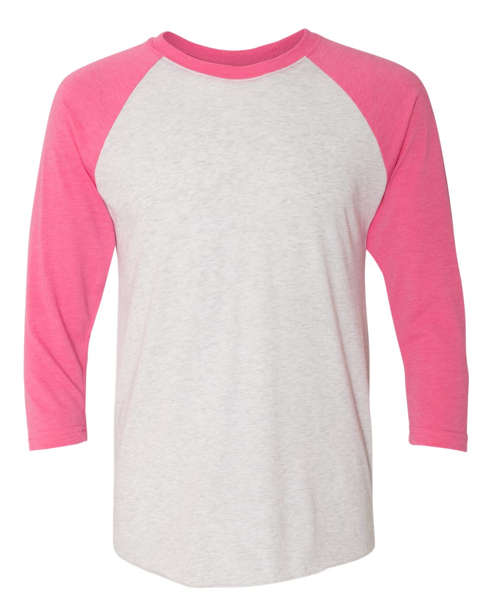 Next Level Unisex Triblend Three-Quarter Raglan Tee. 6051 - Vintage Pink Sleeves/ Heather White Body