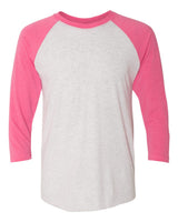 Next Level Unisex Triblend Three-Quarter Raglan Tee. 6051 - Vintage Pink Sleeves/ Heather White Body