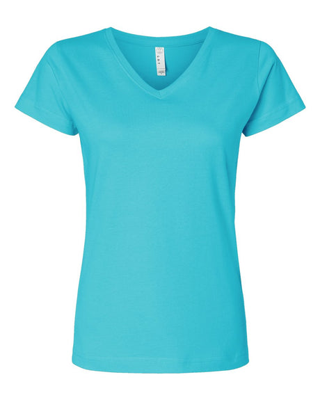 LAT Women's Fine Jersey V-Neck Tee. 3507 - Caribbean