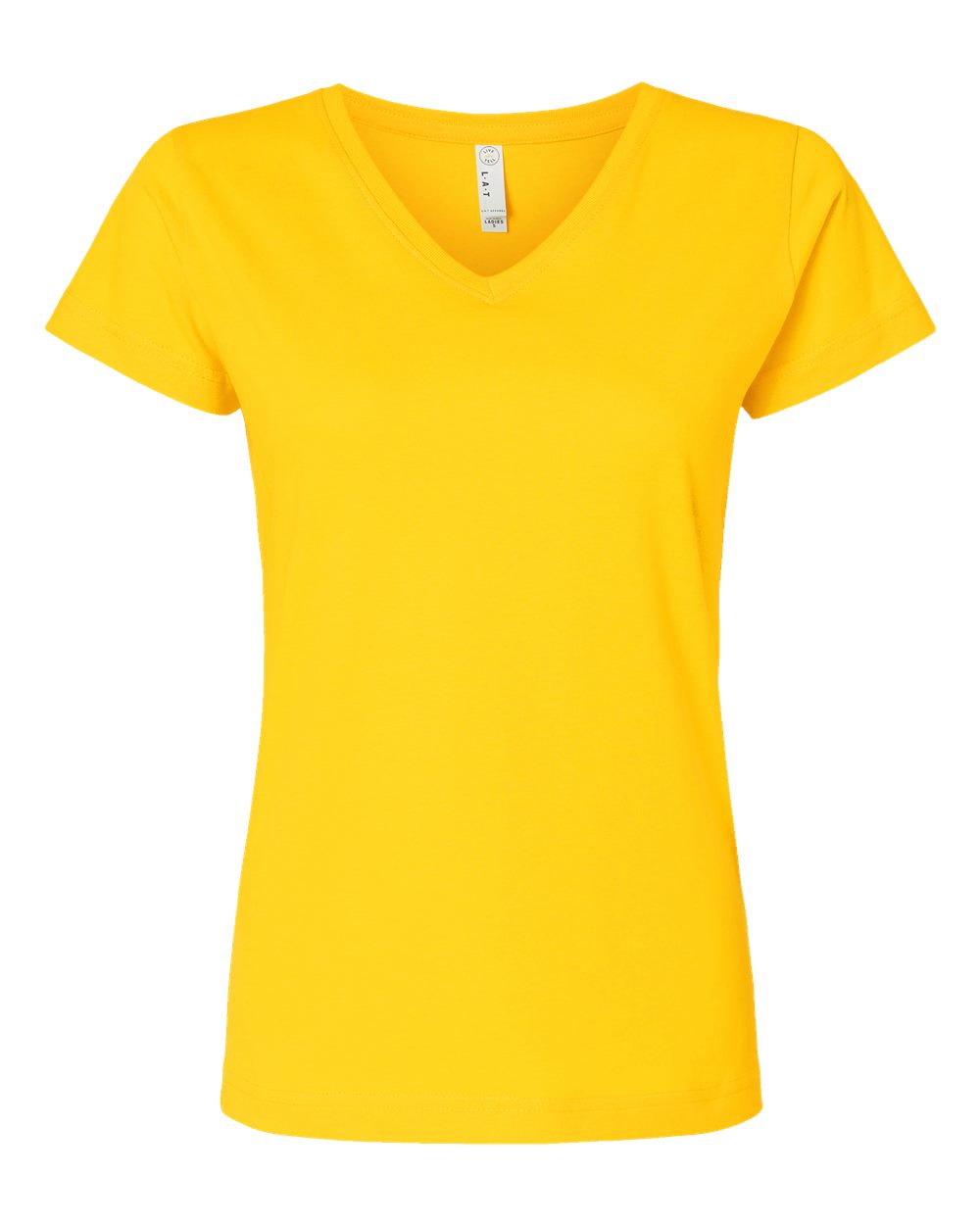 LAT Women's Fine Jersey V-Neck Tee. 3507 - Yellow