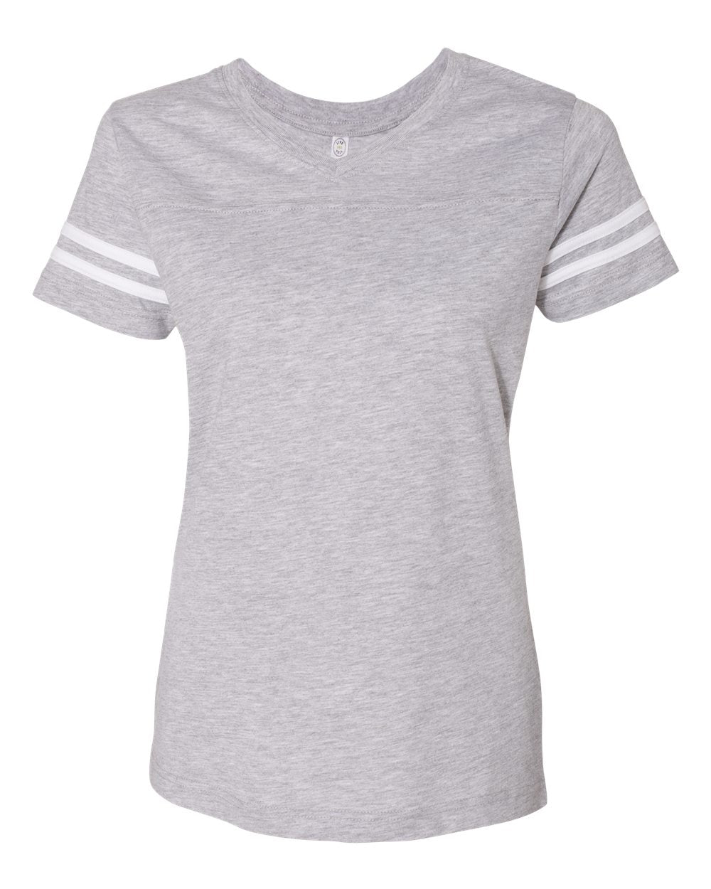 LAT Women's Football V-Neck Fine Jersey Tee. 3537 - Vintage Heather/ White