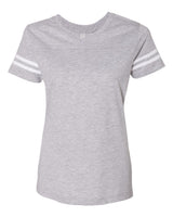 LAT Women's Football V-Neck Fine Jersey Tee. 3537 - Vintage Heather/ White