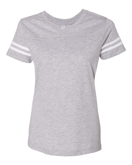 LAT Women's Football V-Neck Fine Jersey Tee. 3537 - Vintage Heather/ White