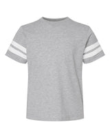 LAT Youth Football Fine Jersey Tee. 6137 - Vintage Heather/ White