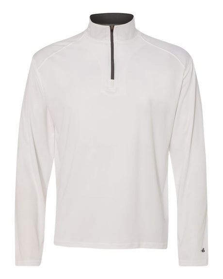 Badger Men's B-Core Quarter-Zip Pullover. 4102 - White/ Graphite