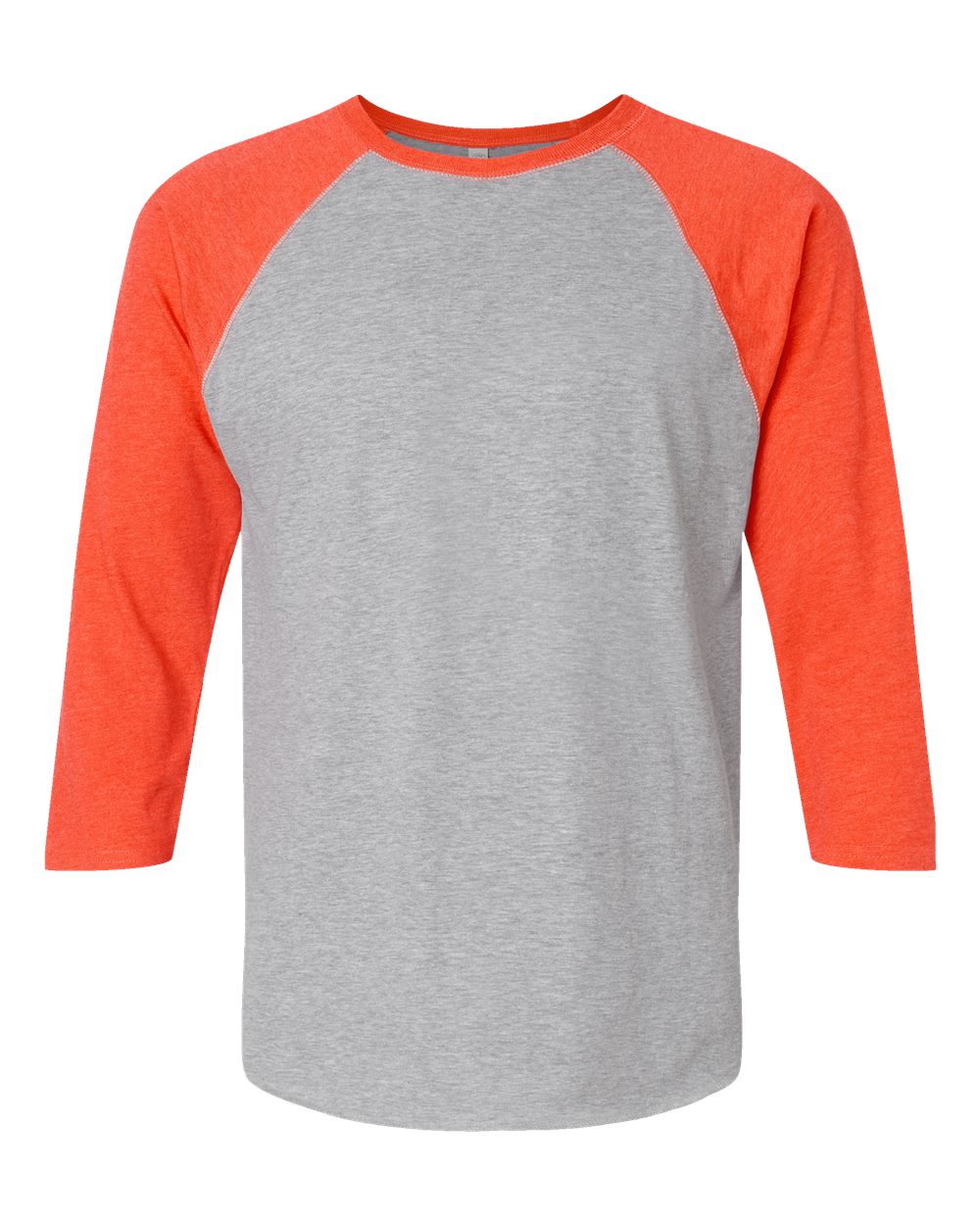 LAT Unisex Baseball Fine Jersey Three-Quarter Sleeve Tee. 6930 - Vintage Heather/ Vintage Orange