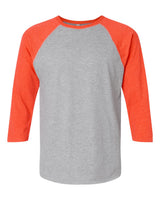 LAT Unisex Baseball Fine Jersey Three-Quarter Sleeve Tee. 6930 - Vintage Heather/ Vintage Orange