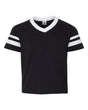 Augusta Sportswear Youth V-Neck Jersey with Striped Sleeves. 361 - Black/ White