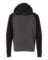 Independent Trading Co. Youth Lightweight Special Blend Raglan Hooded Sweatshirt. PRM15YSB - Carbon/ Black